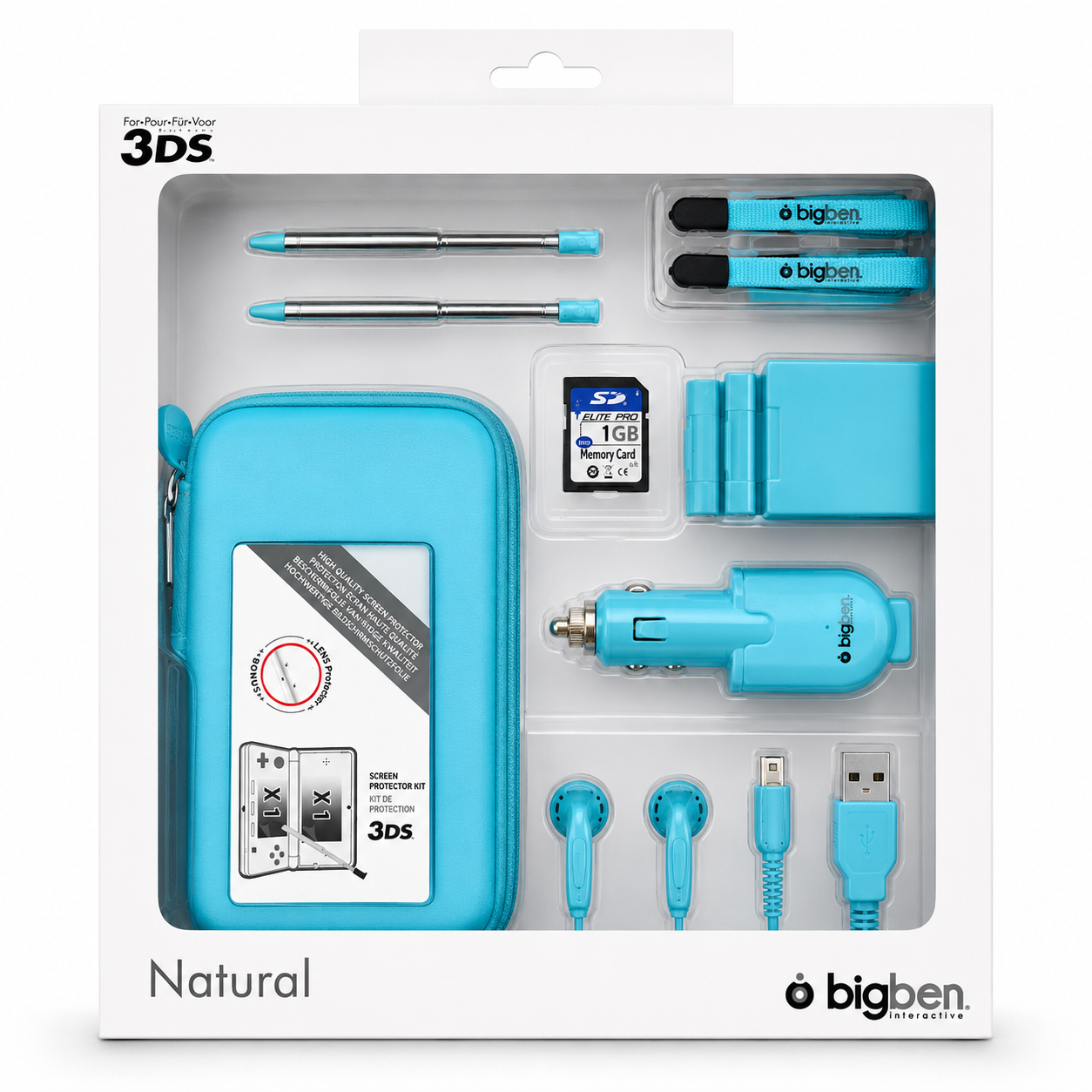 Kit Accessoires Nintendo 3DS XL Bigben – bleu | Housse + Chargeur + Kit Complet | Neuf