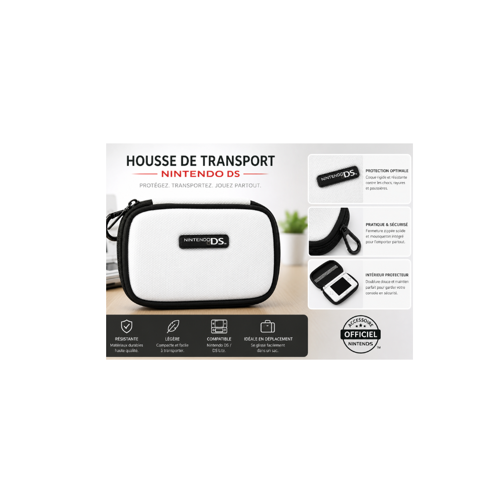 Housse Nintendo DS Game Traveller – Étui Rigide Officiel | Blanc | Neuf