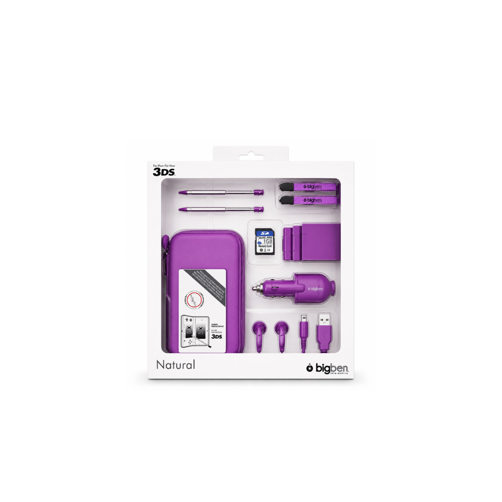 Kit Accessoires Nintendo 3DS XL Bigben – Violet | Housse + Chargeur + Kit Complet | Neuf