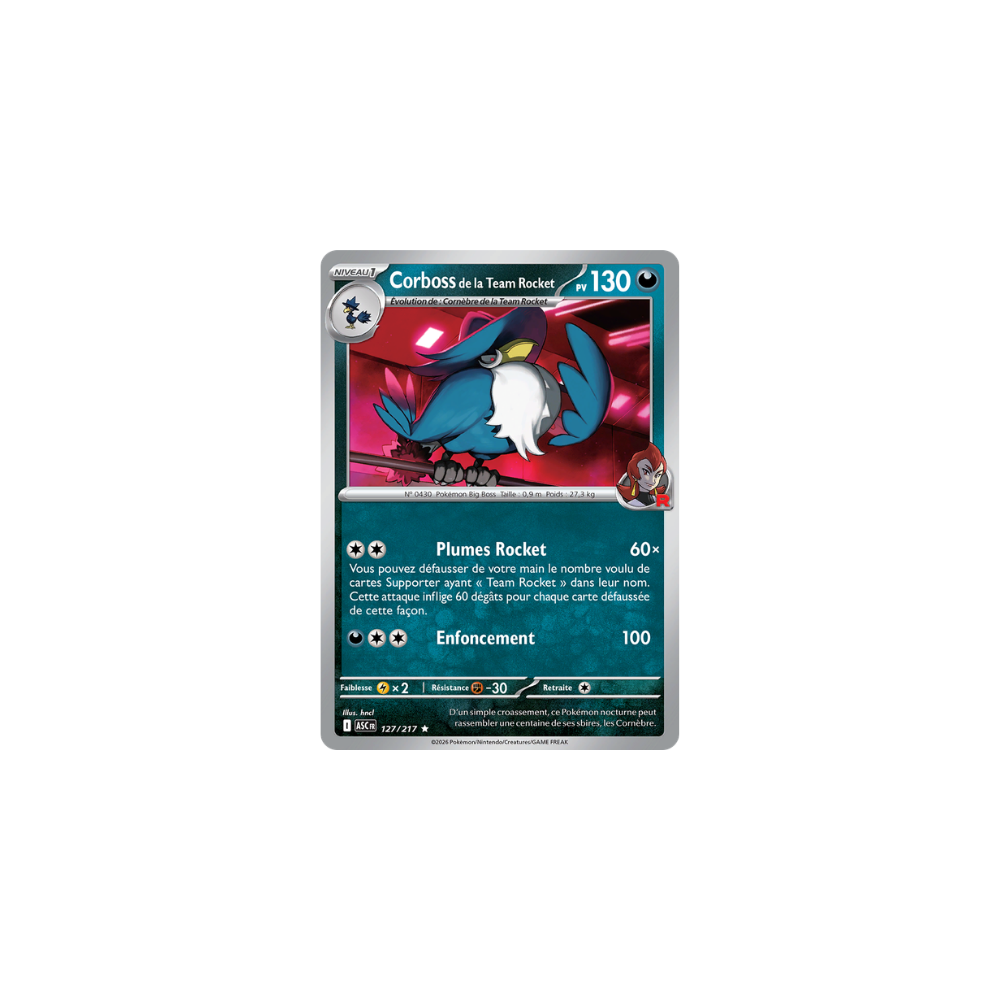 Corboss de la Team Rocket 127/217 (Holo) – Méga-Évolution Héros Transcendants