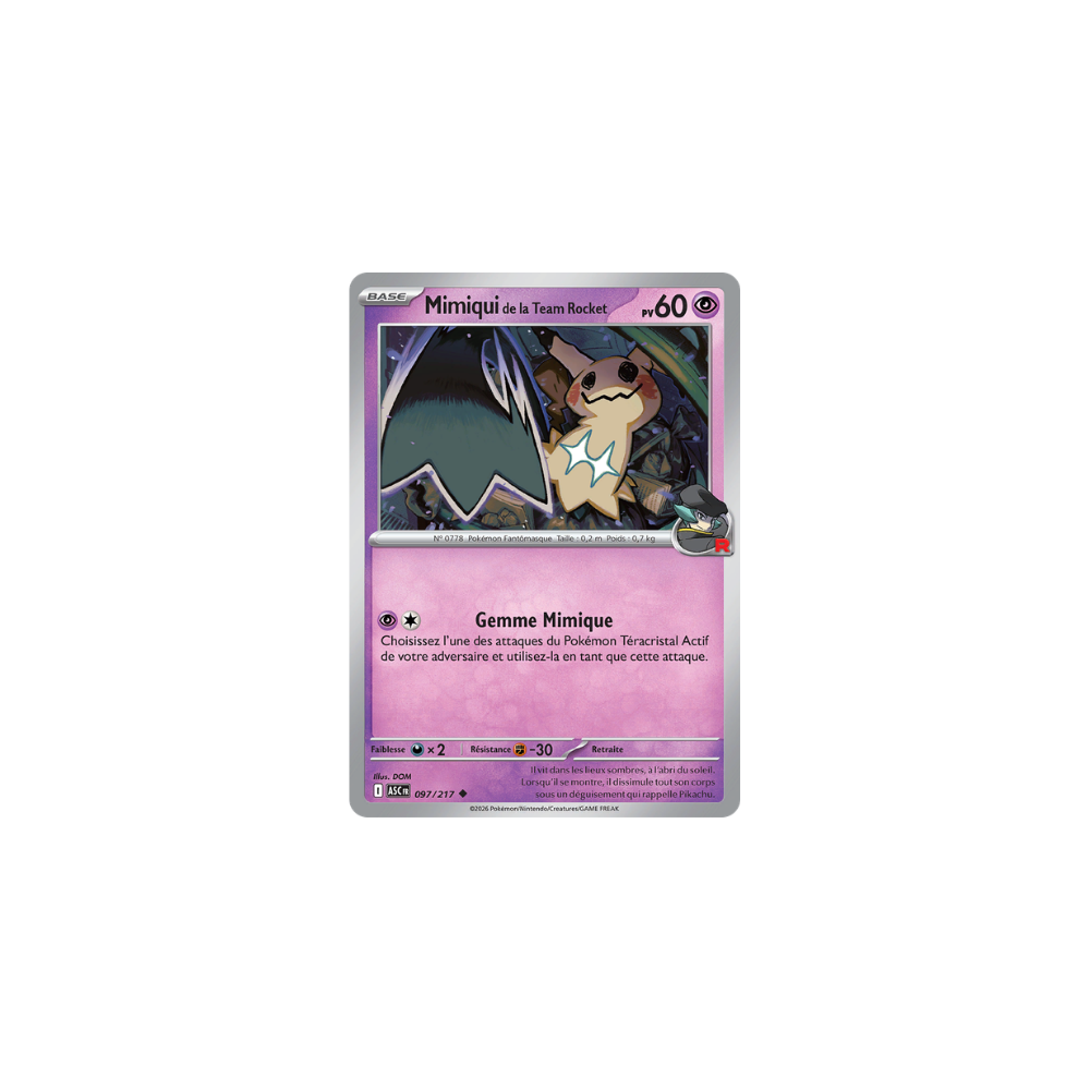 Mimiqui de la Team Rocket 097/217 –  reverse énergie Méga-Évolution Héros Transcendants