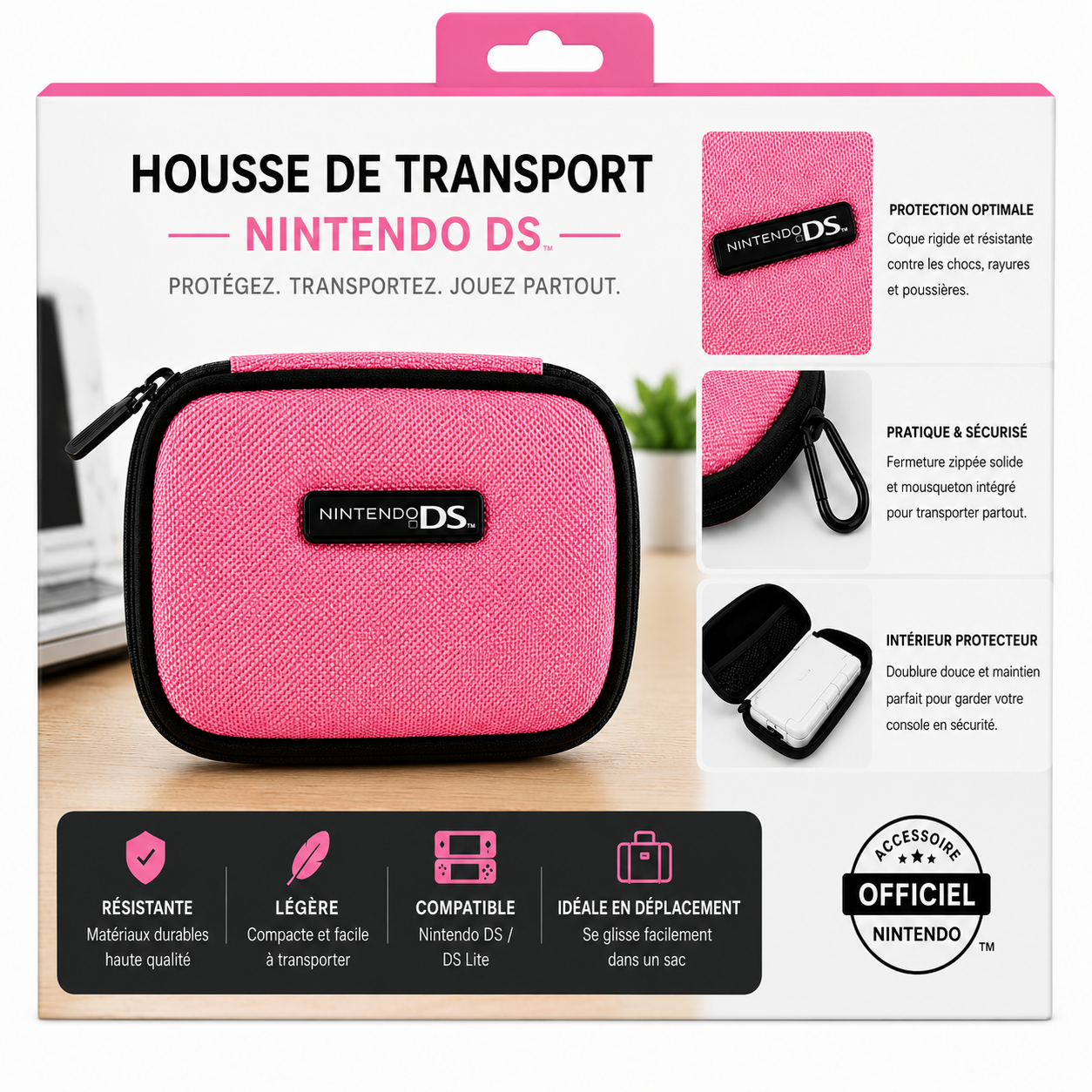 Housse Nintendo DS Game Traveller – Étui Rigide Officiel | Rose | Neuf