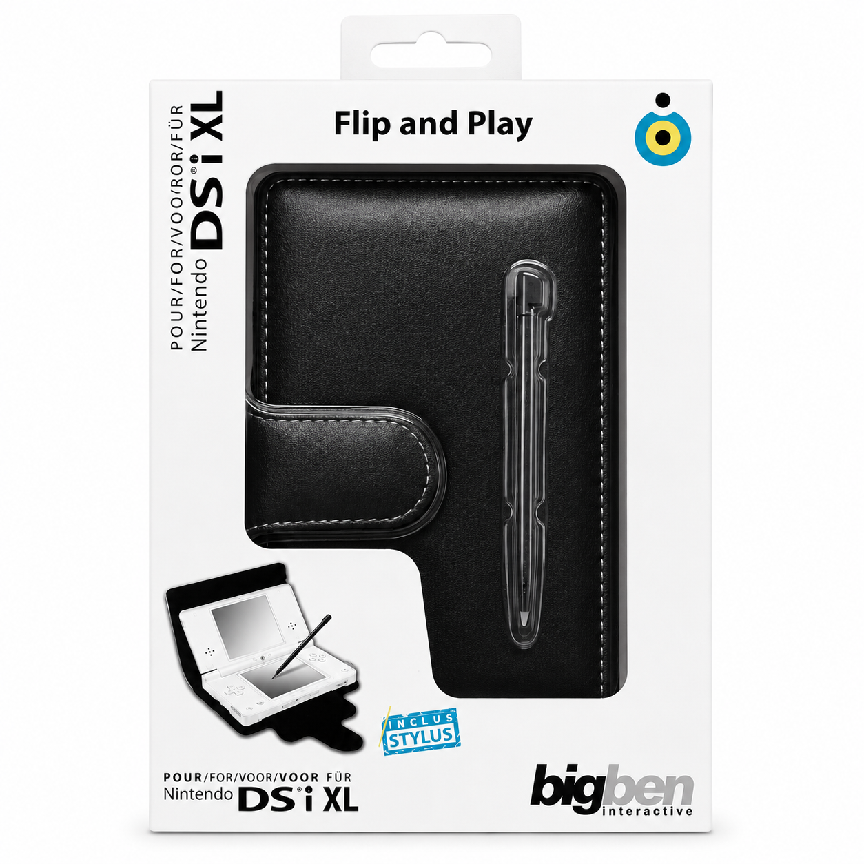 Housse Nintendo DSi XL Flip & Play Bigben – Étui avec Stylet | Noir | Neuf