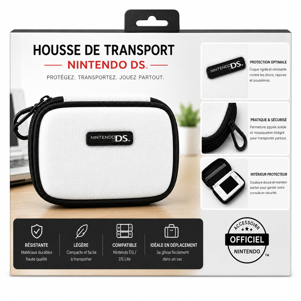 Housse Nintendo DS Game Traveller – Étui Rigide Officiel | Blanc | Neuf