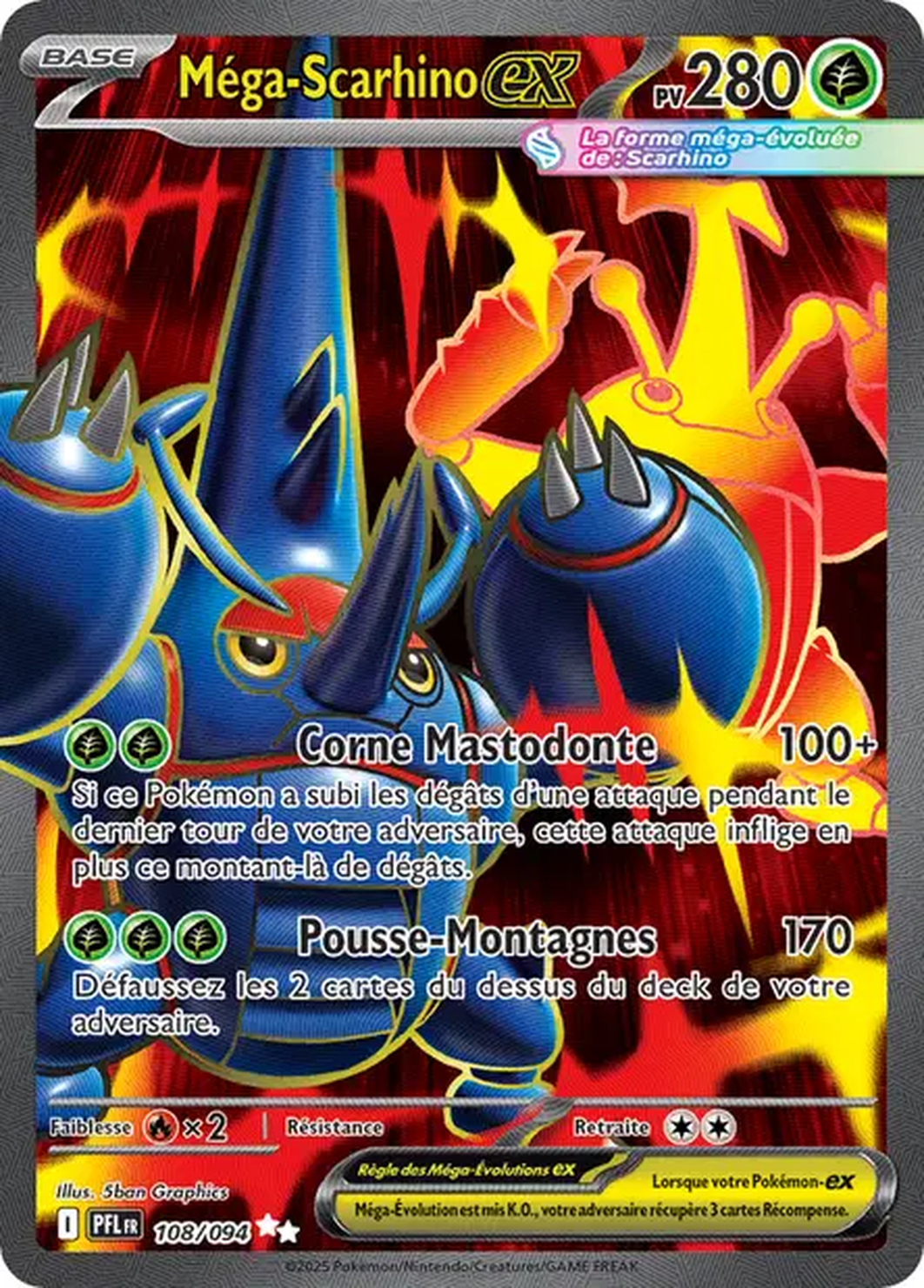 Méga-Scarhino ex 108/094 – Méga-Évolution Flammes Fantasmagoriques