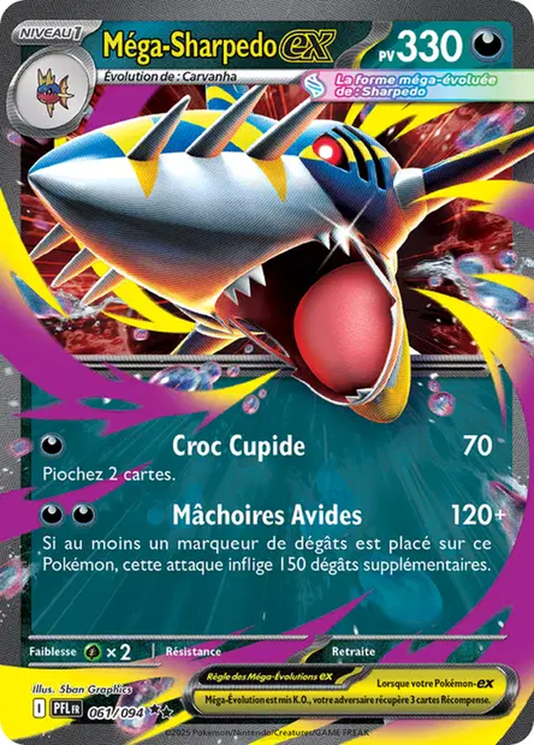 Méga-Sharpedo ex 061/094 – Méga-Évolution Flammes Fantasmagoriques