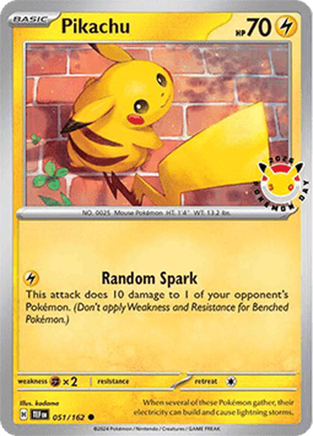 Pikachu – 051/162 - Forces Temporelles (Tampon 30 ans)